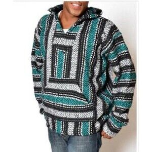 Veracruz Mexican Baja Hoodie NWOT Surfers Dream Skater Rug Jacket Made Mexico XL